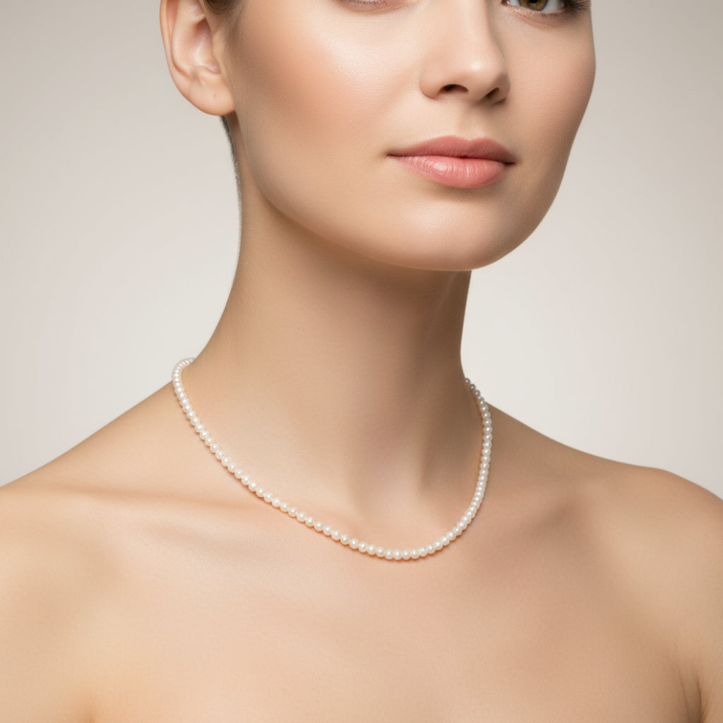 Willow & Fern Freshwater pearl necklace on a model