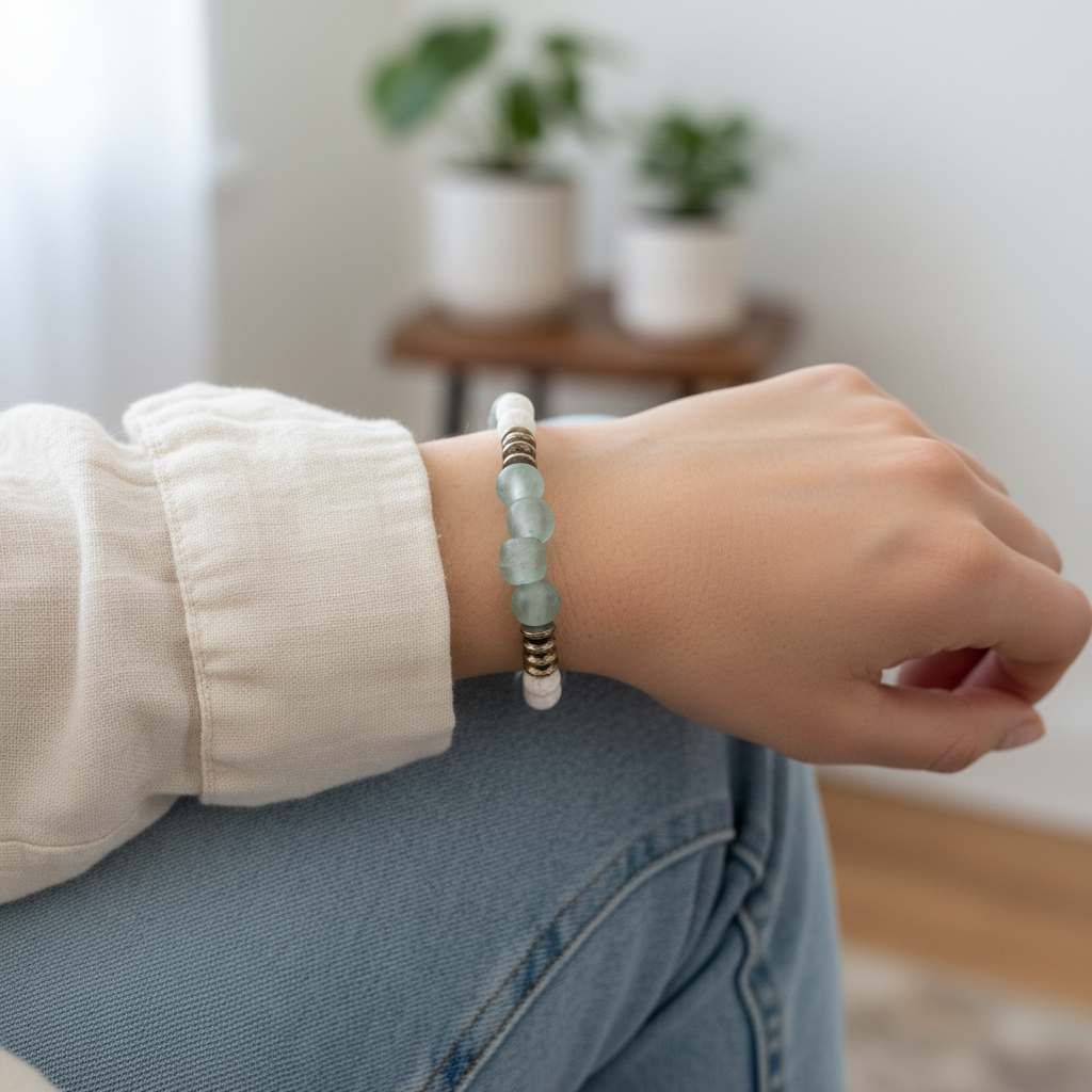 Beaded bracelets on a model
