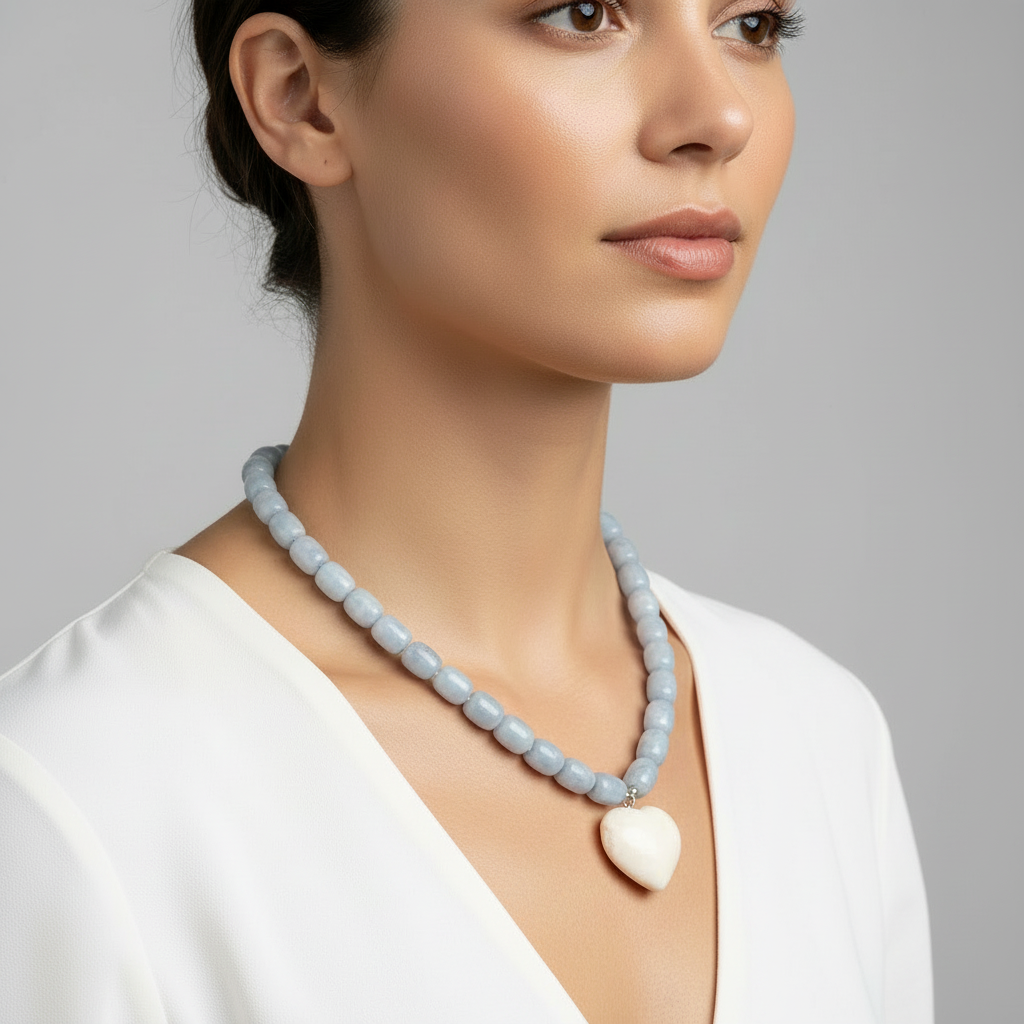 Aqua Quartz Barrel Necklace