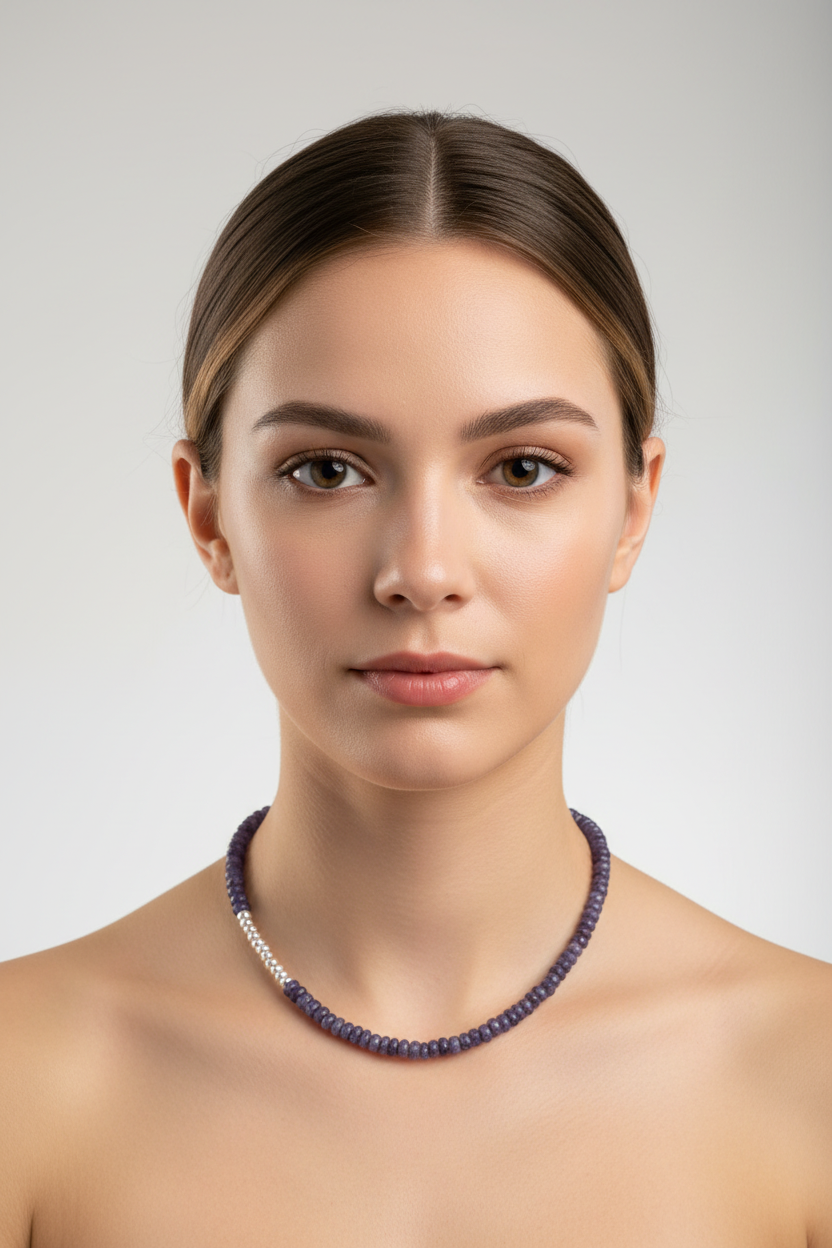 Tanzanite Neckace on a model